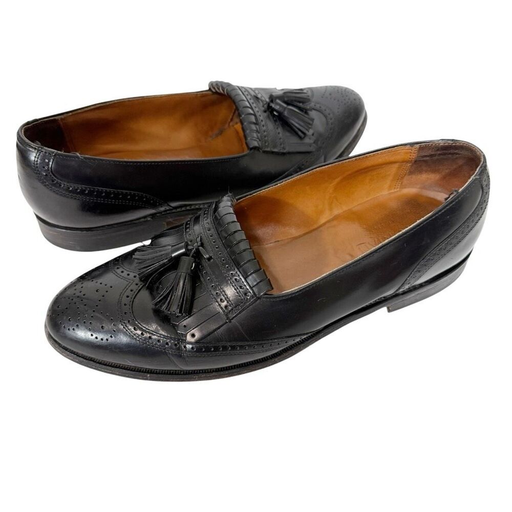 Bostonian Vintage Leather Black Kiltie Tassel Wingtip 26271 USA Loafers Size 10